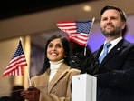 US vice president JD Vance and US second lady Usha Vance responded to remarks made by Michigan Democratic Senate nominee Abdul El-Sayed.(AFP/File Photo)