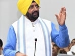 Haryana chief minister Nayab Singh Saini addressing the Assembly in Chandigarh on Monday.