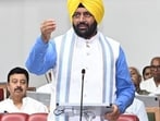 Haryana chief minister Nayab Singh Saini during his address in the assembly on Monday.