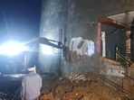 House of Naushad’s son Adil being demolished in Kaushambi on September 1. (HT photo)