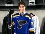 Matthew Mayich appeared to be struggling before he eventually collapsed during an outdoor workout at the university. (X @StLouisBlues)