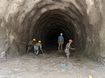 Rescue personnel work at a hydropower tunnel site, in the aftermath of deadly flash floods and a mudslide, in Rasuwa district, Nepal.