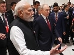Prime Minister Narendra Modi, left, and Russian President Vladimir Putin walk prior to a meeting in the Shanghai Cooperation Organization (SCO) Plus format in Bishkek, Kyrgyzstan, on Sept. 1 (AP)