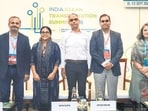 The panel of experts during a discussion on gigafactories and battery recycling on the first day of ICTS 2026 on Tuesday. (HT Photo)