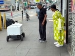 Indian parents were left surprised after encountering a food delivery robot on a US street for the first time.