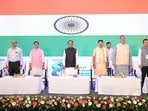 Chhattisgarh Chief Minister Vishnu Deo Sai addresses a roadshow on the auction of critical and strategic mineral blocks in Nava Raipur.