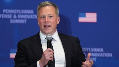 Dan Driscoll speaks at the United States Army War College in Carlisle, Pennsylvania, during the Pennsylvania Defense and Innovation Summit. (AP) Dan Driscoll speaks at the United States Army War College in Carlisle, Pennsylvania, during the Pennsylvania Defense and Innovation Summit. (AP)