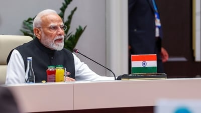 Prime Minister Narendra Modi addresses the Shanghai Cooperation Organisation (SCO) summit, in Bishkek on Tuesday.