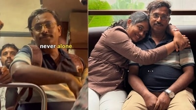 A woman shared that her father showed up at her doorstep after travelling 14 hours when she said she missed him. (Instagram/apple.kaivalya) A woman shared that her father showed up at her doorstep after travelling 14 hours when she said she missed him. (Instagram/apple.kaivalya)