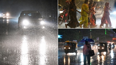 Delhi rains: Rainfall hit parts of Delhi on Tuesday, prompting the IMD to issue an orange alert for parts of the city. (HT photos and agencies)