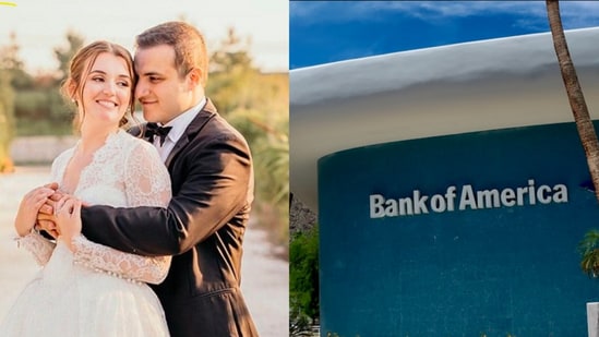 Erin Piacenti with her husband Frank (L) and Bank Of America.
