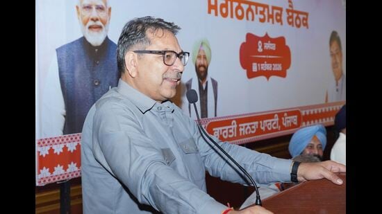 Poonia gave strategic directions to all district and state office-bearers, urging them to work in coordination. (HT Photo)