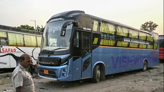 The bus, in which the incident allegedly took place. (Sanchit Khanna/HT Photo)