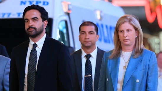 Times Square stabbing: NYPD Commissioner Jessica Tisch and New York City Mayor Zohran Mamdani arrive for a press conference at the scene of an officer-involved shooting, in Times Square, New York City, U.S. August 31, 2026. REUTERS/Brendan McDermid