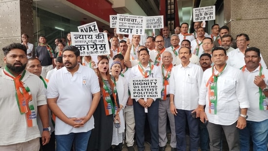 Goa Pradesh Congress Committee leaders staged a protest demanding immediate withdrawal of FIR against Rahul Gandhi. (X/@INCIndia)