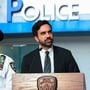 New York City Mayor Zohran Mamdani speaks next to NYPD Commissioner Jessica Tisch during a press conference at the scene of an officer-involved shooting, in Times Square, New York City.
