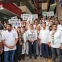 Goa Pradesh Congress Committee leaders staged a protest demanding immediate withdrawal of FIR against Rahul Gandhi.