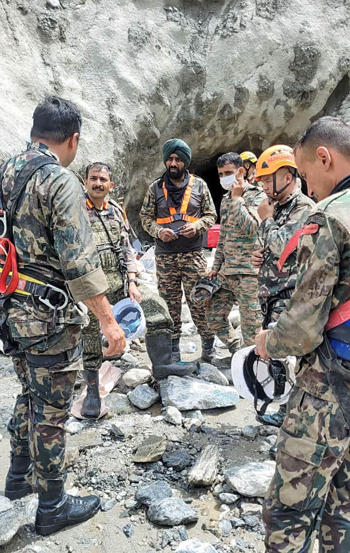 A tunnel rescue team from India partners with the Nepali Army to conduct joint search and rescue operations at critical hydropower tunnel sites. (MEA via ANI Photo)