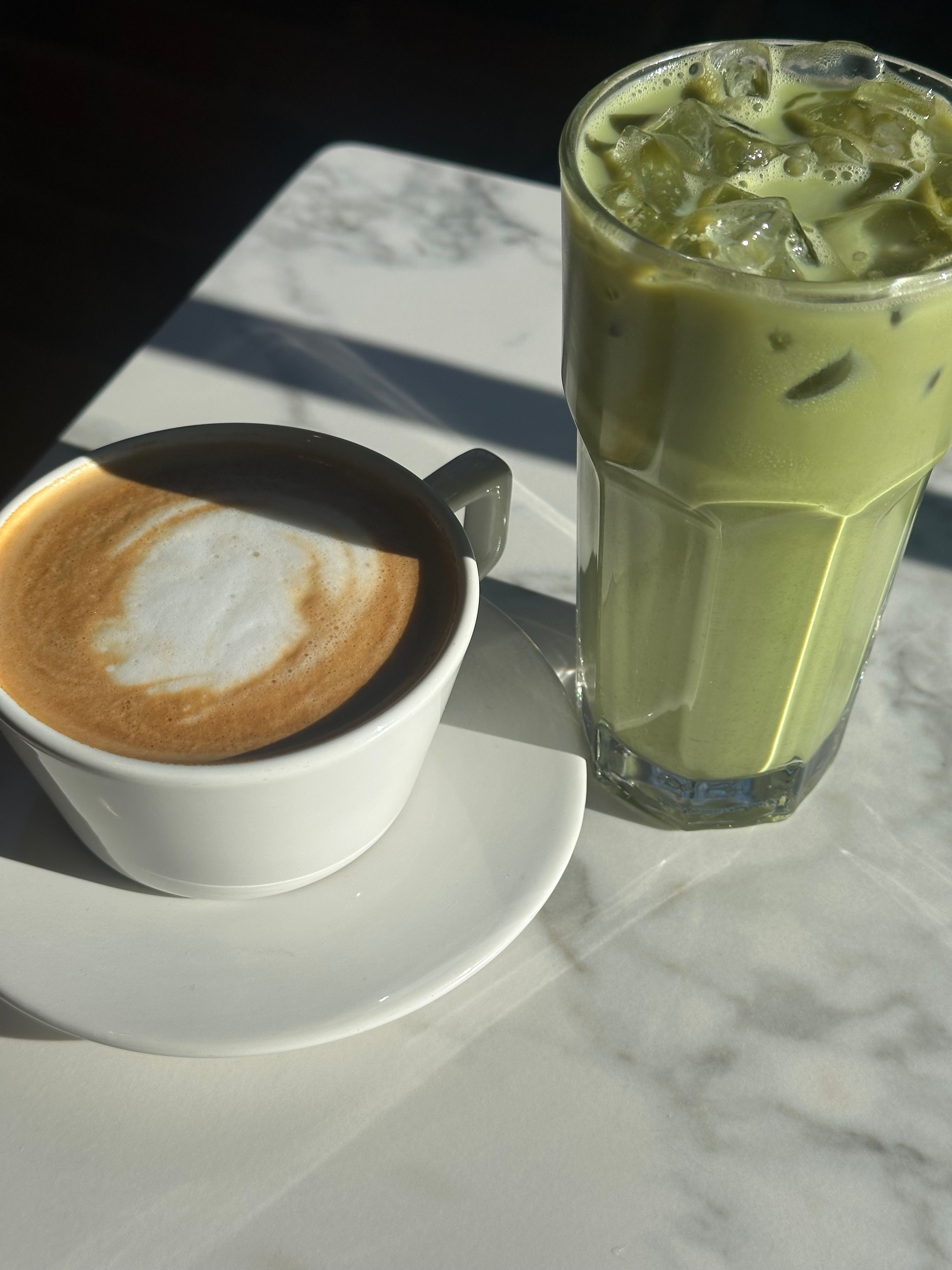 It's a spin on matcha lengthened with sparkling water, pale and effervescent, built more like a highball than a latte. (Pexel)
