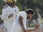 Bengaluru: Central Zone's Harsh Dubey celebrates after taking a wicket in the Duleep Trophy Semi-final 1 between Central Zone and East Zone, at BCCI Centre of Excellence (CoE) grounds, in Bengaluru, Karnataka, Tuesday. (PTI)