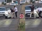 In a purported video that surfaced on social media, the two men can be seen thrashing their elderly father with a stick next to their white car, while their mother is sitting on the side of the road.
