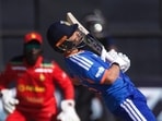 India's batsman Rinku Singh, right, avoids a high ball as Zimbabwe's wicketkeeper Tadiwanashe Marumani watches on during the third T20 cricket match between Zimbabwe and India in Harare, Zimbabwe, Sunday, July 26, 2026.AP/PTI(AP07_26_2026_000392B) (AP)