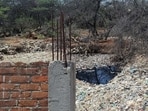 Leachate seen leaking into the Aravalli forest ranges in Gurugram, earlier in June. (HT)