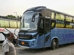 The bus, in which the incident allegedly took place. (Sanchit Khanna/HT Photo)