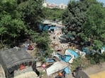 The property, located barely 500 metres from the office of the principal director, Defence Estates, had allegedly been occupied since around 2011 by private contractors associated with Military Engineering Service (MES) works. (MAHENDRA KOLHE/ HT)