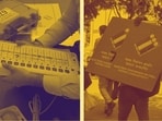 The Supreme Court has asked the Centre why EVM votes cannot be pooled before counting using a totaliser, a device that has existed since 2007. (Credit: AFP/HT Photos; Edited on Canva)(AFP)