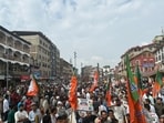 BJP holds a protest in Srinagar against the Omar Abdullah government