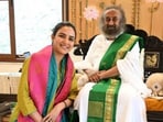 Jasmin Bhasin is all smiles in a pic with Sri Sri Ravi Shankar.