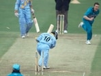 The Kiwi pace-bowling all-rounder getting the better of Sachin Tendulkar. The Kiwi pace-bowling all-rounder getting the better of Sachin Tendulkar.