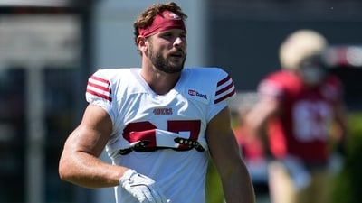 Nick Bosa returned to San Francisco 49ers practice Wednesday after nearly a month away. (AP Photo) Nick Bosa returned to San Francisco 49ers practice Wednesday after nearly a month away. (AP Photo)