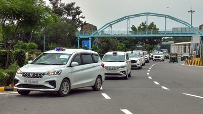 Gram it: Ahead of BRICS Summit 2026, Delhi Traffic Police (DTP) conducted a full carcade rehearsal for the second consecutive day on Wednesday. This is to prepare for the movement of visiting dignitaries and their motorcades. The summit will be held from September 11-13 at Bharat Mandapam, Pragati Maidan. (Photo: Naveen Sharma/ANI)