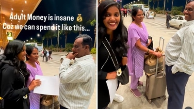 A daughter surprising her parents with an international trip. 