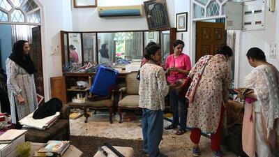 Family members of Afzal Ansari at their house in the Dalibagh area of Hazratganj. (Deepak Gupta/HT)