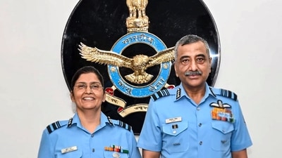 Air Vice Marshal Shakti Sharma, left, assumes the appointment of Assistant Chief of the Air Staff (Education), becoming the first woman officer from the non-medical branch of the Indian Armed Forces to attain the rank of Air Vice Marshal or equivalent. (@IAF_MCC) Air Vice Marshal Shakti Sharma, left, assumes the appointment of Assistant Chief of the Air Staff (Education), becoming the first woman officer from the non-medical branch of the Indian Armed Forces to attain the rank of Air Vice Marshal or equivalent. (@IAF_MCC)