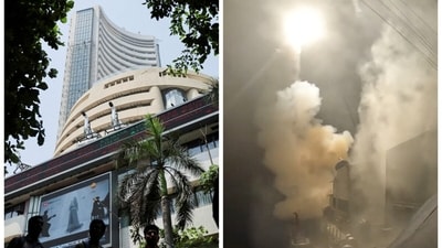 L: BSE building in Mumbai | R: A screengrab from a video obtained from social media on Sept 1 shows a missile launch on the day US Central Command (CENTCOM) said US forces carried out strikes on Iranian military target. (via Reuters) L: BSE building in Mumbai | R: A screengrab from a video obtained from social media on Sept 1 shows a missile launch on the day US Central Command (CENTCOM) said US forces carried out strikes on Iranian military target. (via Reuters)