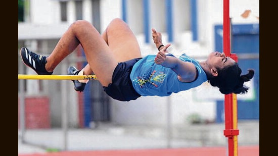 A player in action during the high jump event. (HT PHOTO)
