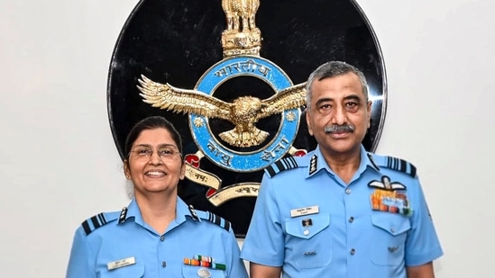 Air Vice Marshal Shakti Sharma, left, assumes the appointment of Assistant Chief of the Air Staff (Education), becoming the first woman officer from the non-medical branch of the Indian Armed Forces to attain the rank of Air Vice Marshal or equivalent.