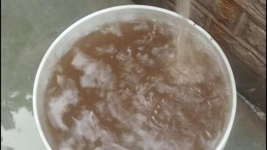 The Noida authority, however, clarified that pipelines were flushed just two days ago to clear residual dirt. (HT Photos)