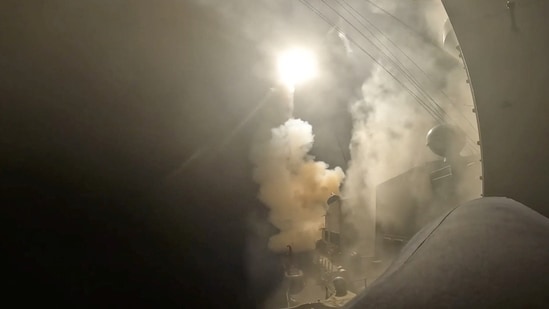 A screengrab from a video obtained from social media on September 1, 2026, shows a missile launch on the day US Central Command (CENTCOM) said US forces carried out strikes on Iranian military target. 