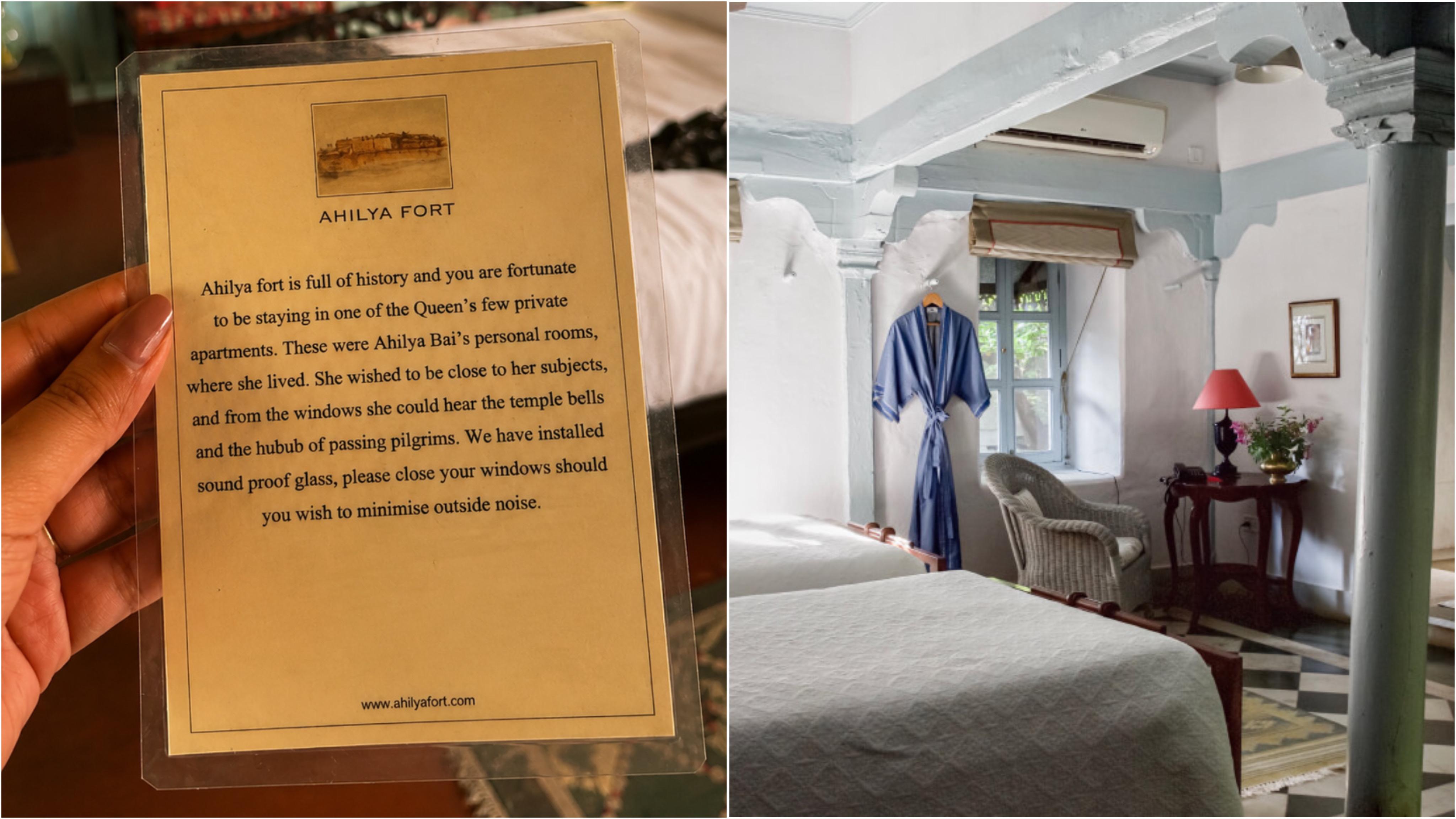 My room, Kesar, was once believed to be Rani Ahilyabai Holkar’s room. (Akanksha Agnihotri) My room, Kesar, was once believed to be Rani Ahilyabai Holkar’s room. (Akanksha Agnihotri)