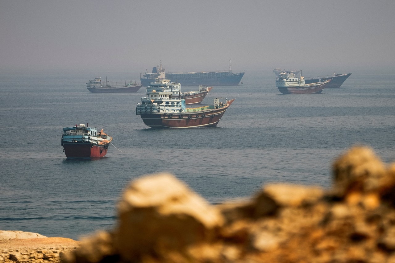 Vessels near the Strait of Hormuz on Monday.