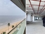 A man showing a  <span class='webrupee'>₹</span>80 crore beachfront apartment in Mumbai. 