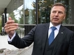 Estonia's then Minister of Defence Hanno Pevkur attends the Nordic-Baltic conference “Unleashed” organised by the Stockholm Chamber of Commerce at Artipelag, Varmdo outside Stockholm, Sweden on August 20. (AFP)