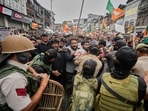 In response to the BJP’s call for secretariat gherao, the NC on Tuesday night decided to hold a protest outside the BJP office in Srinagar and Jammu, blaming the Centre and the party for failing to restore statehood. (AP Photo)
