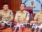 Jamshedpur SSP Ehtesham Waqarib addresses a press meet on Wednesday (HT PHOTO)