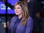 Fox Business anchor Maria Bartiromo speaks on the floor of the New York Stock Exchange during morning trading on July 1.